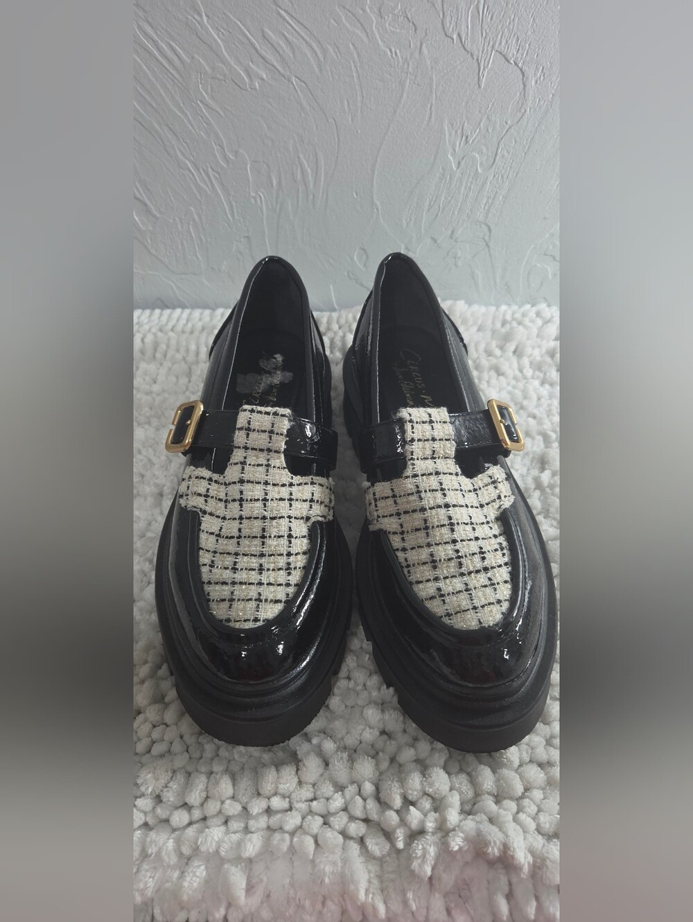 Circus NY by Sam Edelman Loafers Size 8 Black Cream Preppy Mod Chunky Grunge Y2K